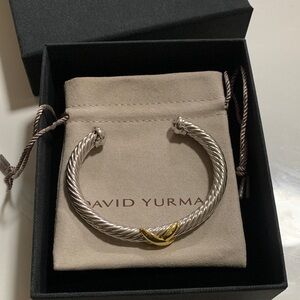 David Yurman Silver Cable Cuff with Gold Accent